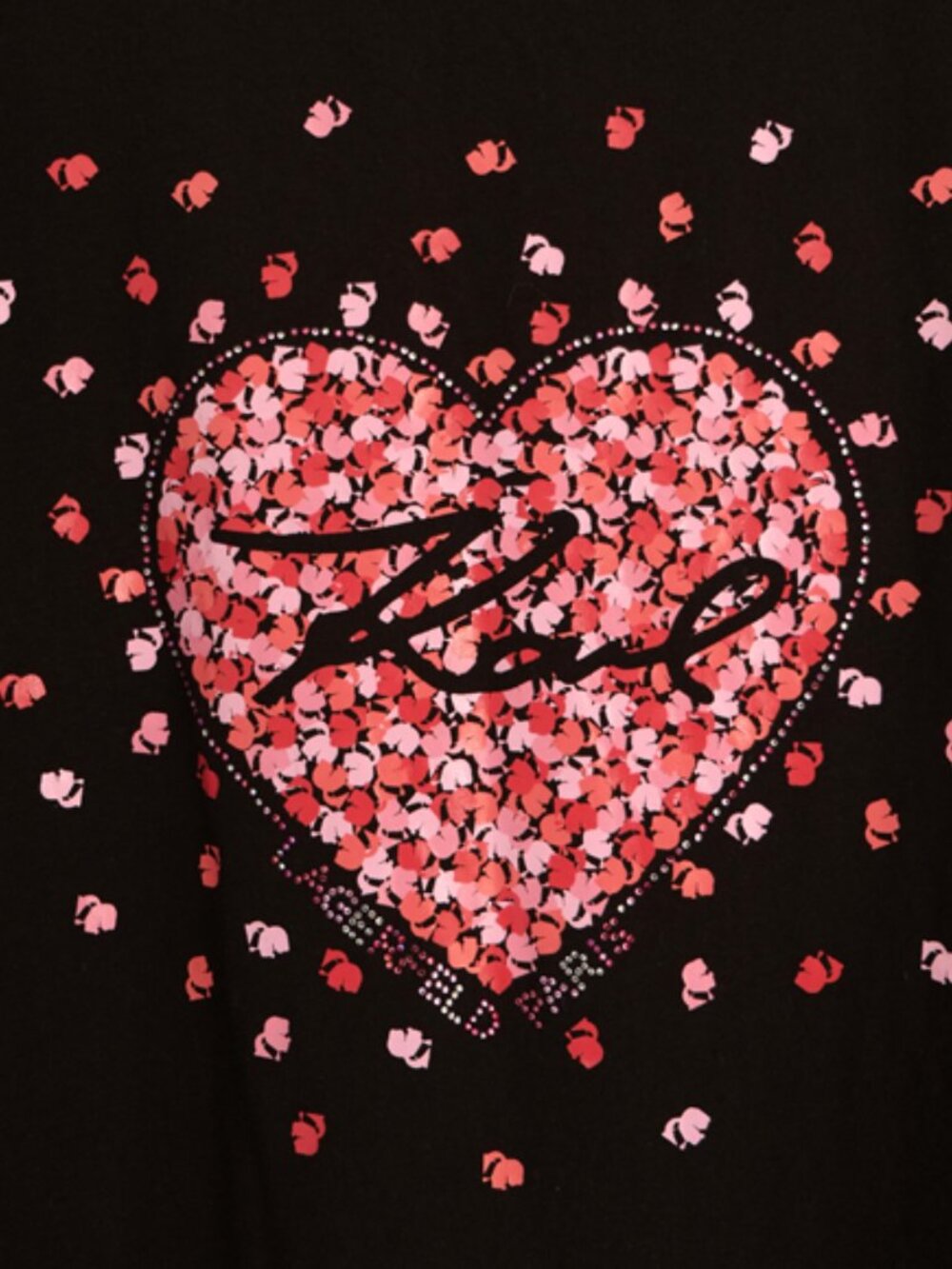 Karl Lagerfeld Paris red/coral/pink heart T-shirt in stretch cotton - Picture 3 of 11